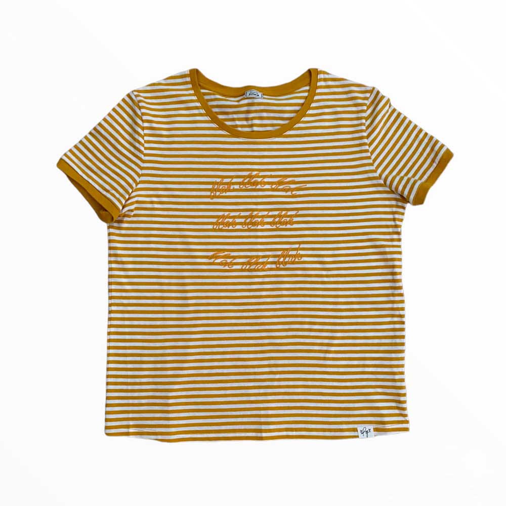 Camiseta de rayas con letras bordadas – Talla M