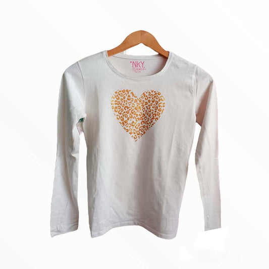 Camiseta Blanca con Corazón de Purpurina - NKY (12 años | 152 cm)