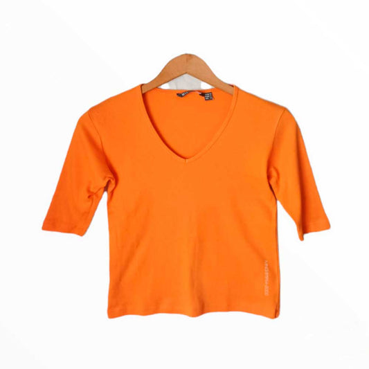 Camiseta naranja de manga corta – Talla M (Mango)