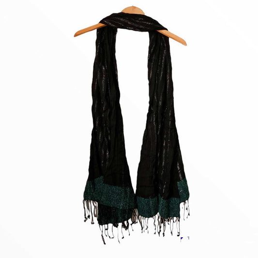 Pañuelo / Fular negro, verde y plateado - Talla Única
