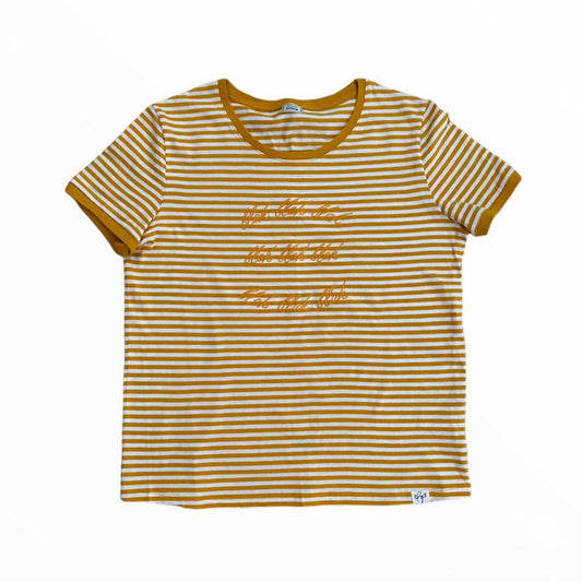 Camiseta de rayas con letras bordadas – Talla M