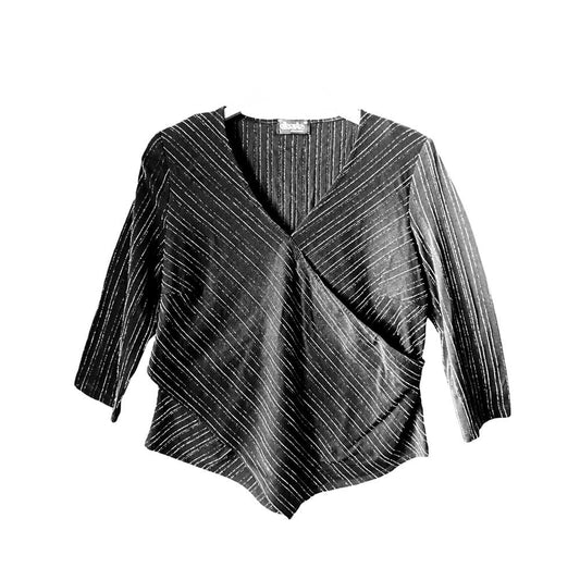 Camiseta de Vestir Mujer - Negra y Plateada - Talla 46
