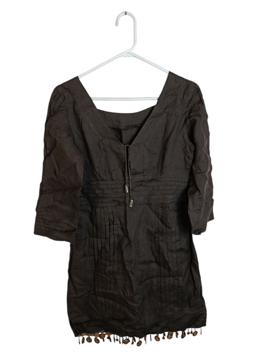 Vestido marrón de lino - talla unica